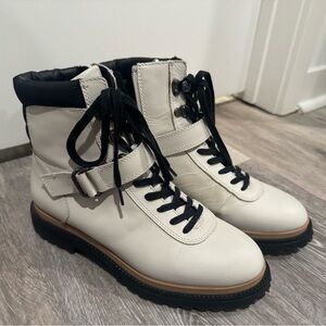 Franco Sarto White and Black Combat Boots